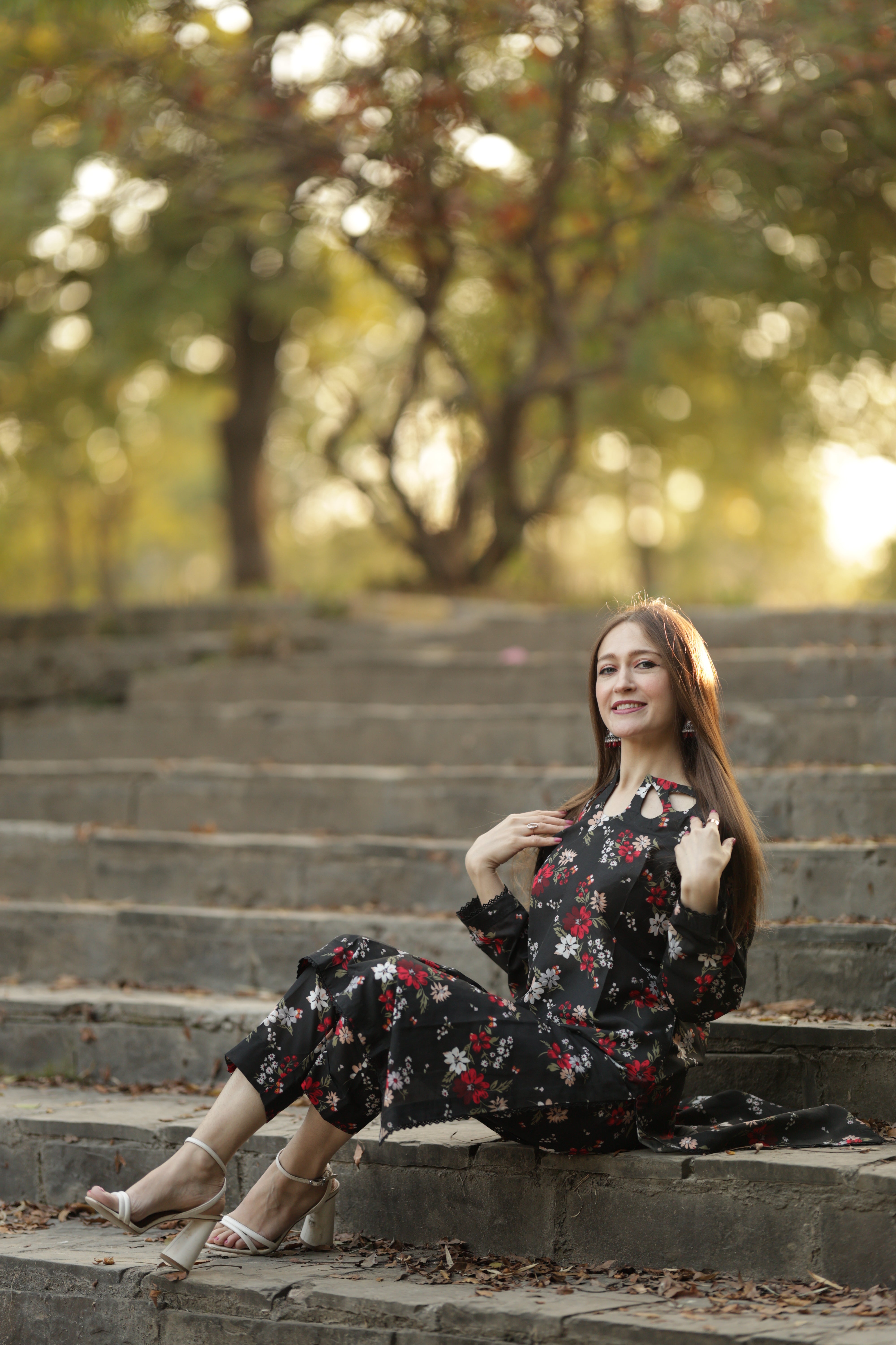 BLACK FLORAL 2PC